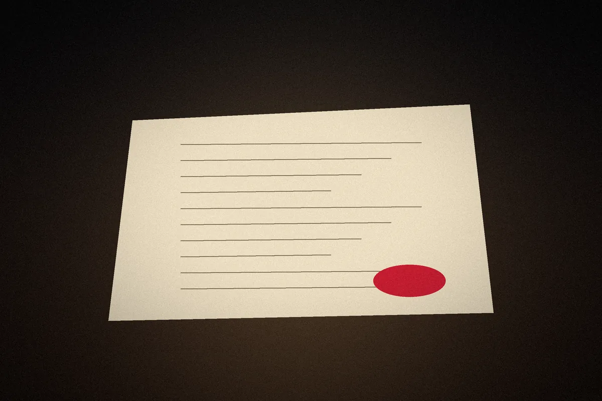 A sealed will lit by a single lamp.